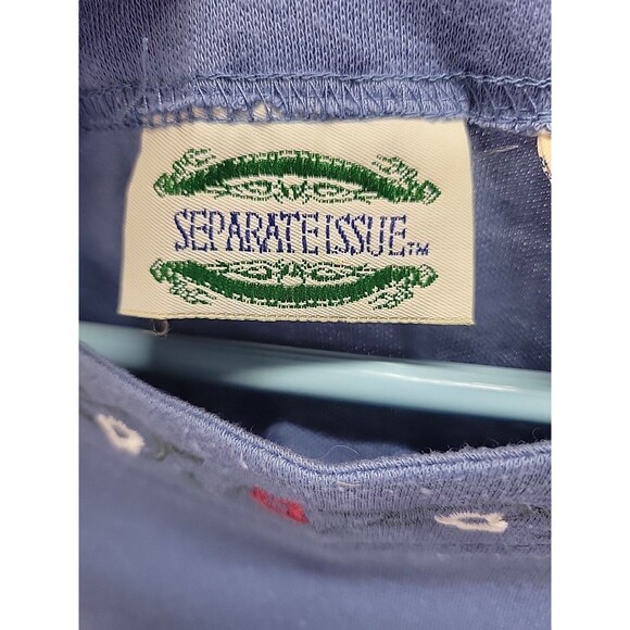 Vtg Separate Issue Women's Blue Embroidered Short Sleeve Shirt Top Size L - Picture 6 of 12